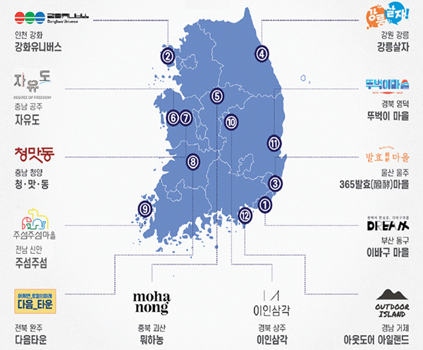 2021년 청년마을 현황(12개소)[출처] 대한민국 정책브리핑(www.korea.kr)